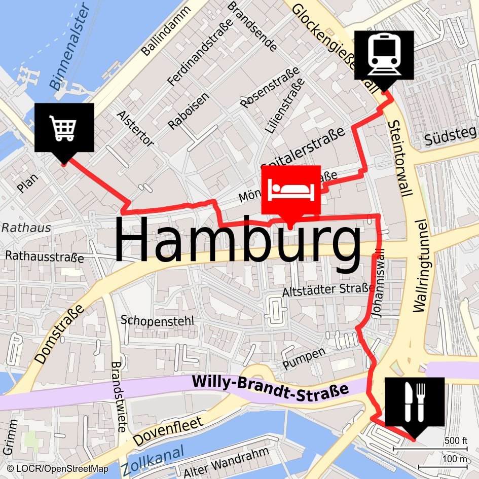 Individualisierte locr Anfahrtskarte NAVImaps Hamburg