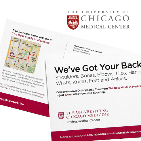 University of Chicago Medical Center direct mail campaign using locr personalized maps