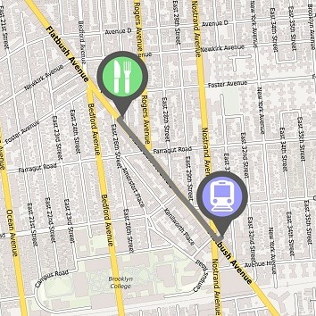 locr maps Brooklyn Navigation map NAVImaps Train Station Restaurant Route